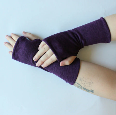 Dana Herbert Heather Jersey Fingerless Gloves Purple 