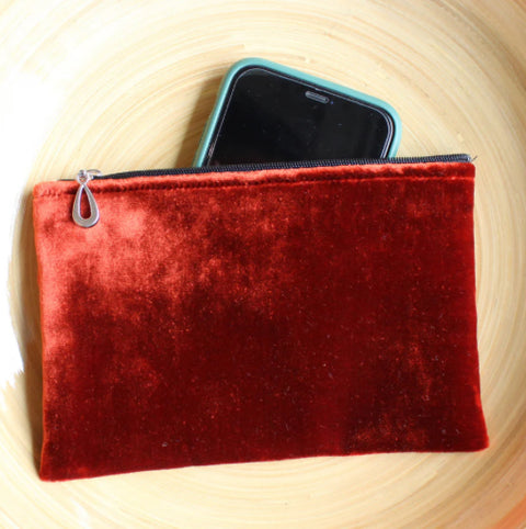 Dana Herbert Silk Velvet Wallet Rust