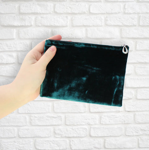 Dana Herbert Silk Velvet Wallet Teal