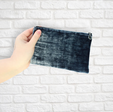 Dana Herbert Silk Velvet Wallet Denim