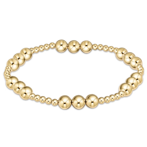 classic joy pattern 6mm bead bracelet - gold