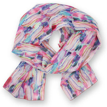 Dana Herbert Pink Abstract Chiffon Poly Scarf