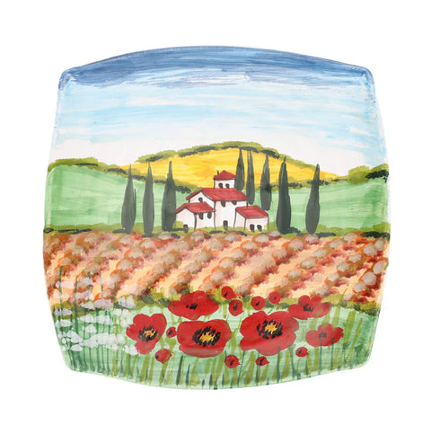 Vietri Wall Plates Villa with Poppies Square Wall Plate