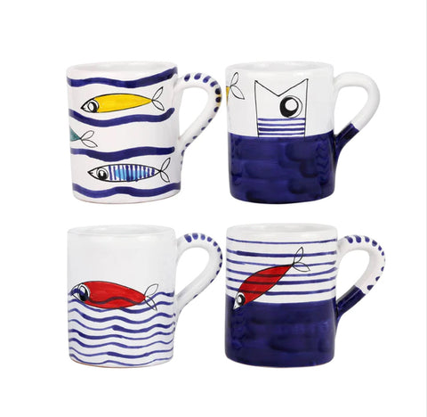Vietri Pesce Pazzo Assorted Mugs - Set of 4