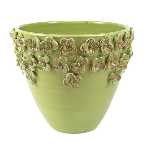 Vietri Rustic Garden Pistachio Medium Flower Cachepot