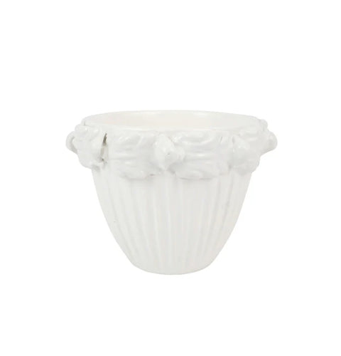 Vietri Rustic Garden White Acanthus Small Leaf Cachepot