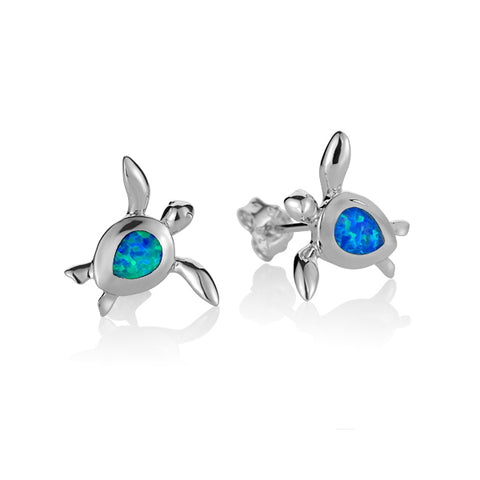 Alamea Turtle Post Earrings with Opal
