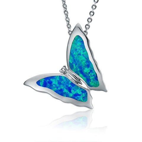 Alamea Butterfly Pendant Necklace with Opal