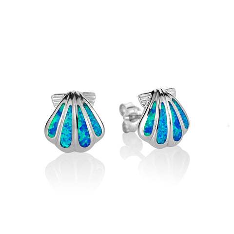 Alamea Sunrise Shell Post Earrings with Opal