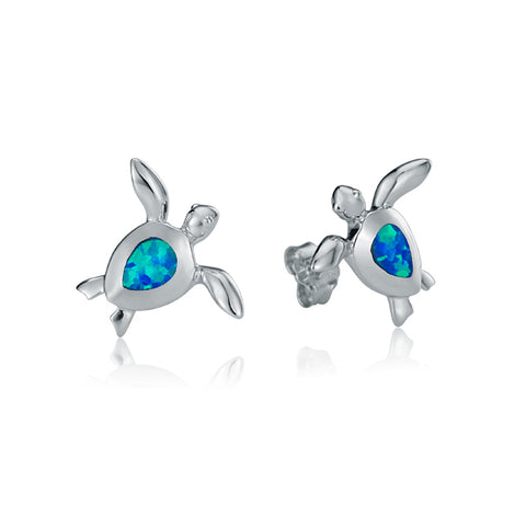 Alamea Turtle Post Earrings with Opal