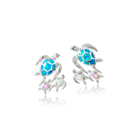 Alamea Ohana Turtle Post Earrings with Opal