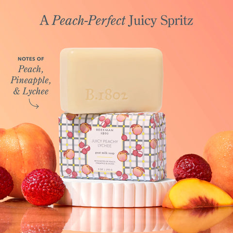 Beekman 1802 Juicy Peachy Lychee Goat Milk Bar Soap 9 oz
