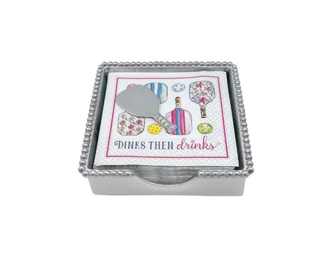 Mariposa Pickleball Drinks Beaded Napkin Box Set