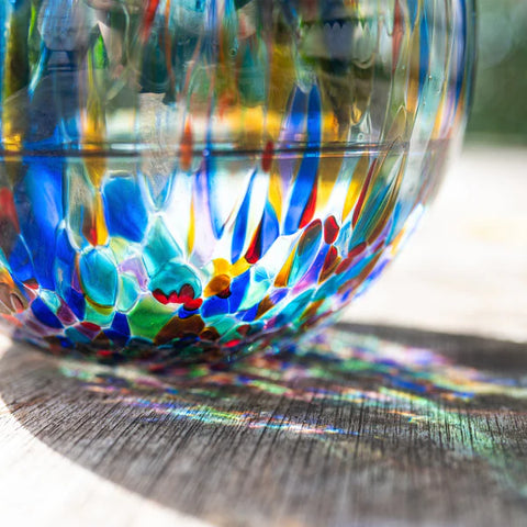Vietri Hibiscus Glass Carnevale Medium Fluted Vase