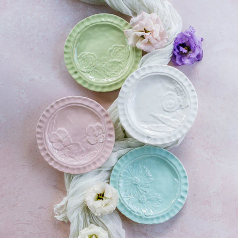 NEW Vietri Pietra Fiori Pistachio Canape Plate