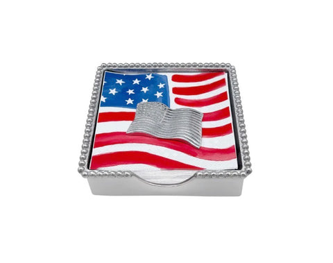 Mariposa American Flag Beaded Napkin Box Set
