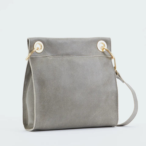 Hammitt Tony Medium Pewter/Brushed Gold Red Zip Leather Crossbody