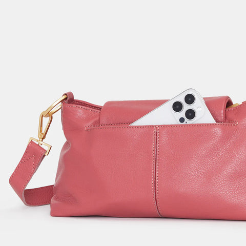 Hammitt VIP Satchel Rouge Pink/Brushed Gold Leather Shoulder Bag