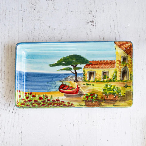 NEW Vietri Landscape Wall Plates Rectangular Platter With Boat