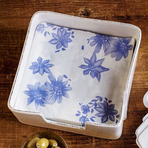 NEW Vietri Papersoft Napkins Blue And White Floral Dinner Napkins (Pack Of 20)