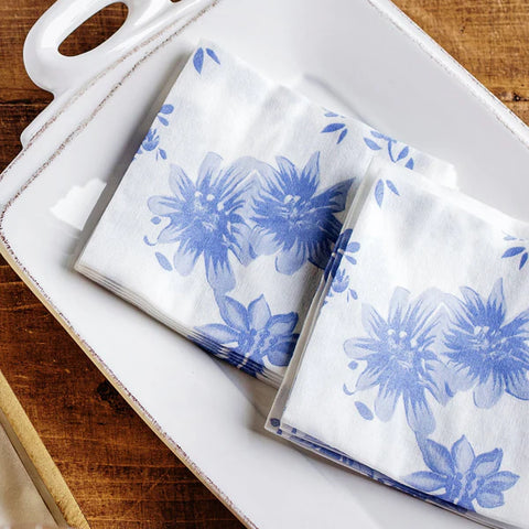 NEW Vietri Papersoft Napkins Blue And White Floral Guest Towels (Pack Of 20)