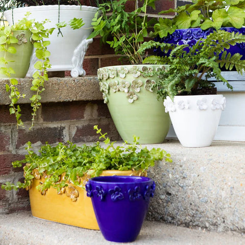 Vietri Rustic Garden White Small Flower Cachepot