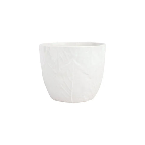 Vietri Viva Garden White Embossed Leaves Cachepot