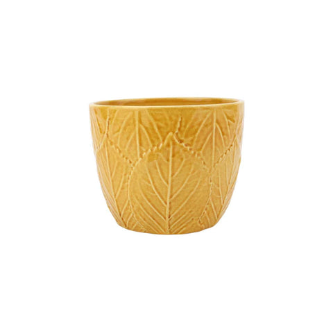 Vietri Viva Garden Amber Embossed Leaves Cachepot
