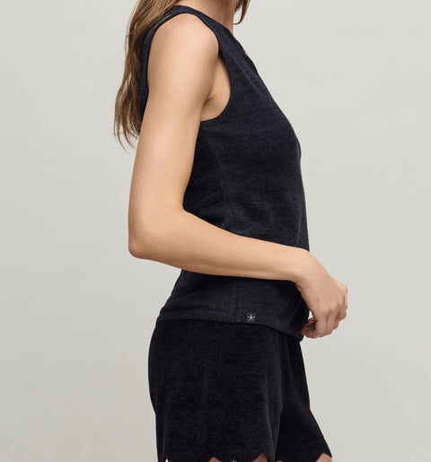 Barefoot Dreams CozyChic Ultra Lite® Scallop V-Neck Tank - Black
