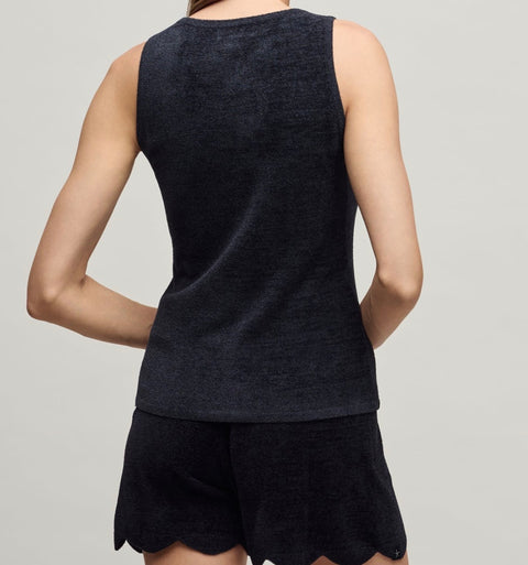 Barefoot Dreams CozyChic Ultra Lite® Scallop V-Neck Tank - Black