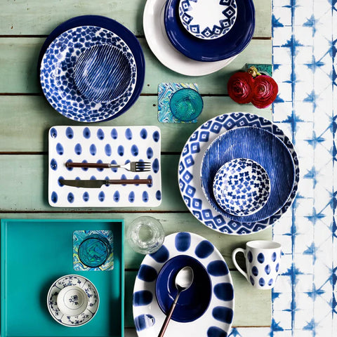 Vietri Santorini Dot Small Oval Platter