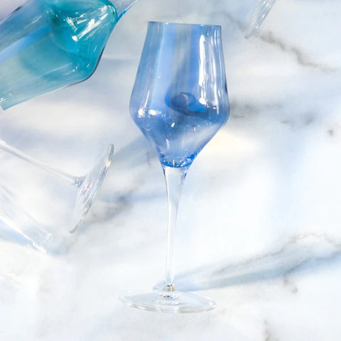 Vietri Contessa Blue Wine Glass