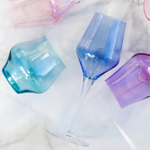 Vietri Contessa Blue Wine Glass