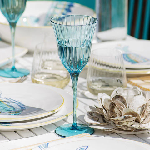 NEW Vietri Natalia Teal Wine Glass