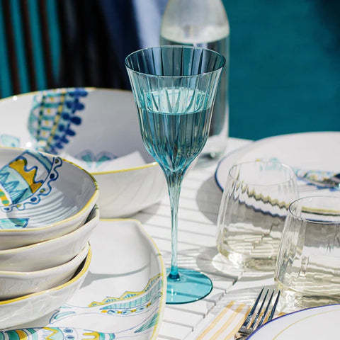 NEW Vietri Natalia Teal Wine Glass