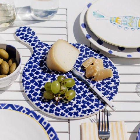 NEW Vietri Santorini Flowers Round Cheese Board