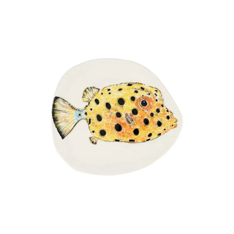 NEW Vietri Reef Box Fish Small Round Platter