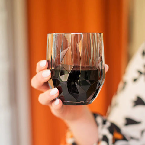Vietri Superglass Polycarbonate Smoke Gray Stemless Wine Glass
