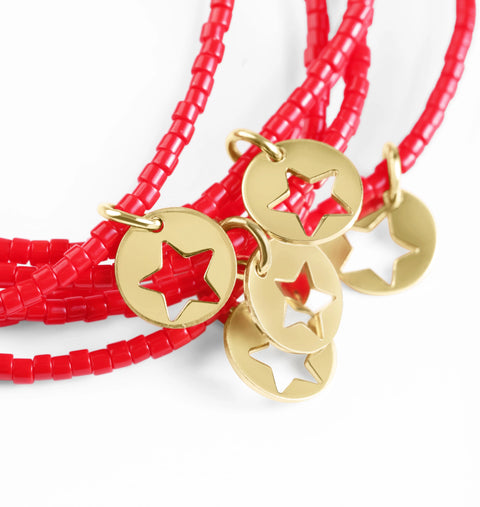 enewton hope classic bracelet - bright red - star small gold disc