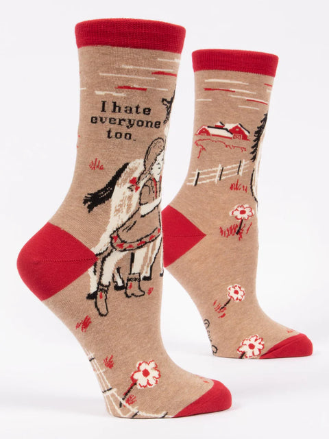 Blue Q I Hate Everyone Too Women’s Crew Socks