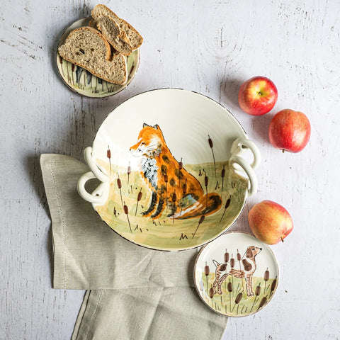 NEW Vietri Wildlife Fox Handled Bowl
