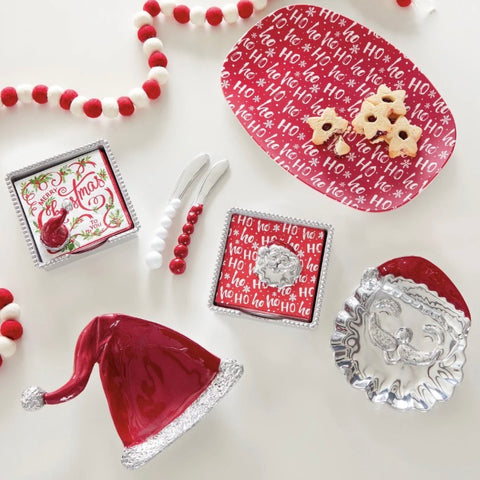 Mariposa Happy Santa Beaded Napkin Box Set