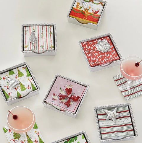 Mariposa Holiday Tree Beaded Napkin Box Set