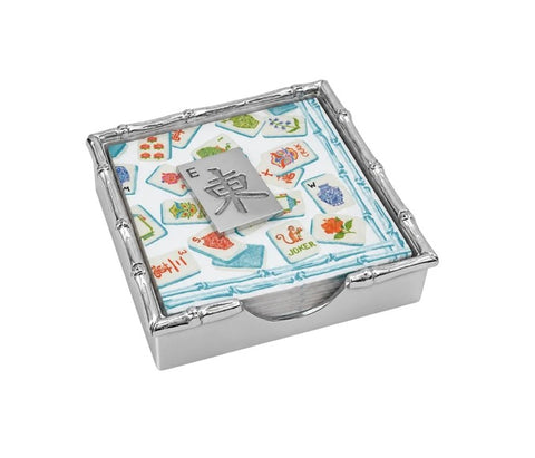 Mariposa Mahjong Tile Bamboo Napkin Box Set