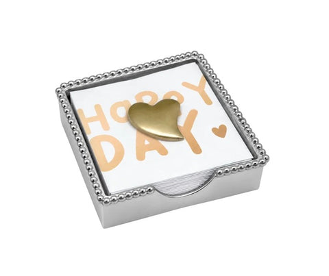 Mariposa Gold Heart Beaded Napkin Box Set