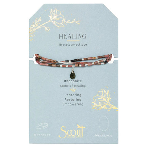 Scout Teardrop Stone Wrap Rhodonite/Pyrite/Silver - Stone of Healing