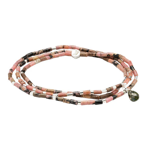Scout Teardrop Stone Wrap Rhodonite/Pyrite/Silver - Stone of Healing