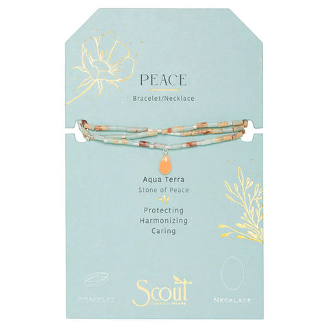 Scout Teardrop Stone Wrap Aqua Terra/Sunstone/Silver - Stone of Peace