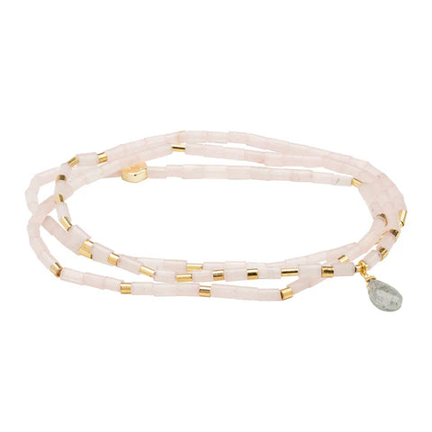 Scout Teardrop Stone Wrap Rose Quartz/Labradorite/Gold - Stone of Love