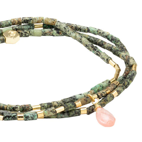 Scout Teardrop Stone Wrap African Turquoise/Watermelon/Gold - Stone of Transformation